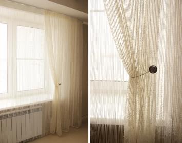Нежные шторы в спальне